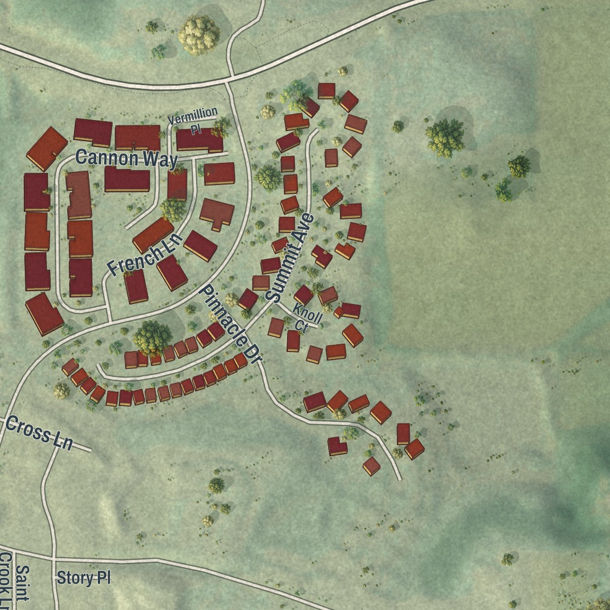 Second close-up of the map of Dundas, Minnesota print showing more streets and buildings