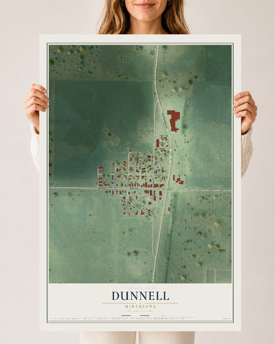 Map of Dunnell, Minnesota, 24 x 36 inch unframed archival matte print