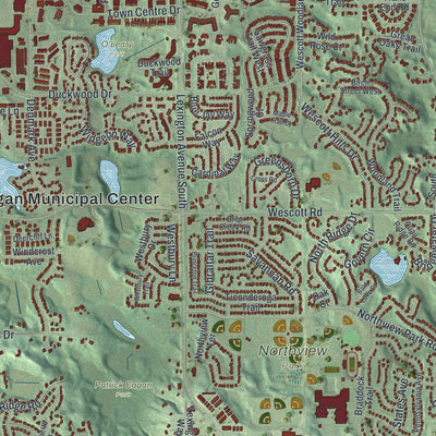 Second close-up of the map of Eagan, Minnesota print showing more streets and buildings