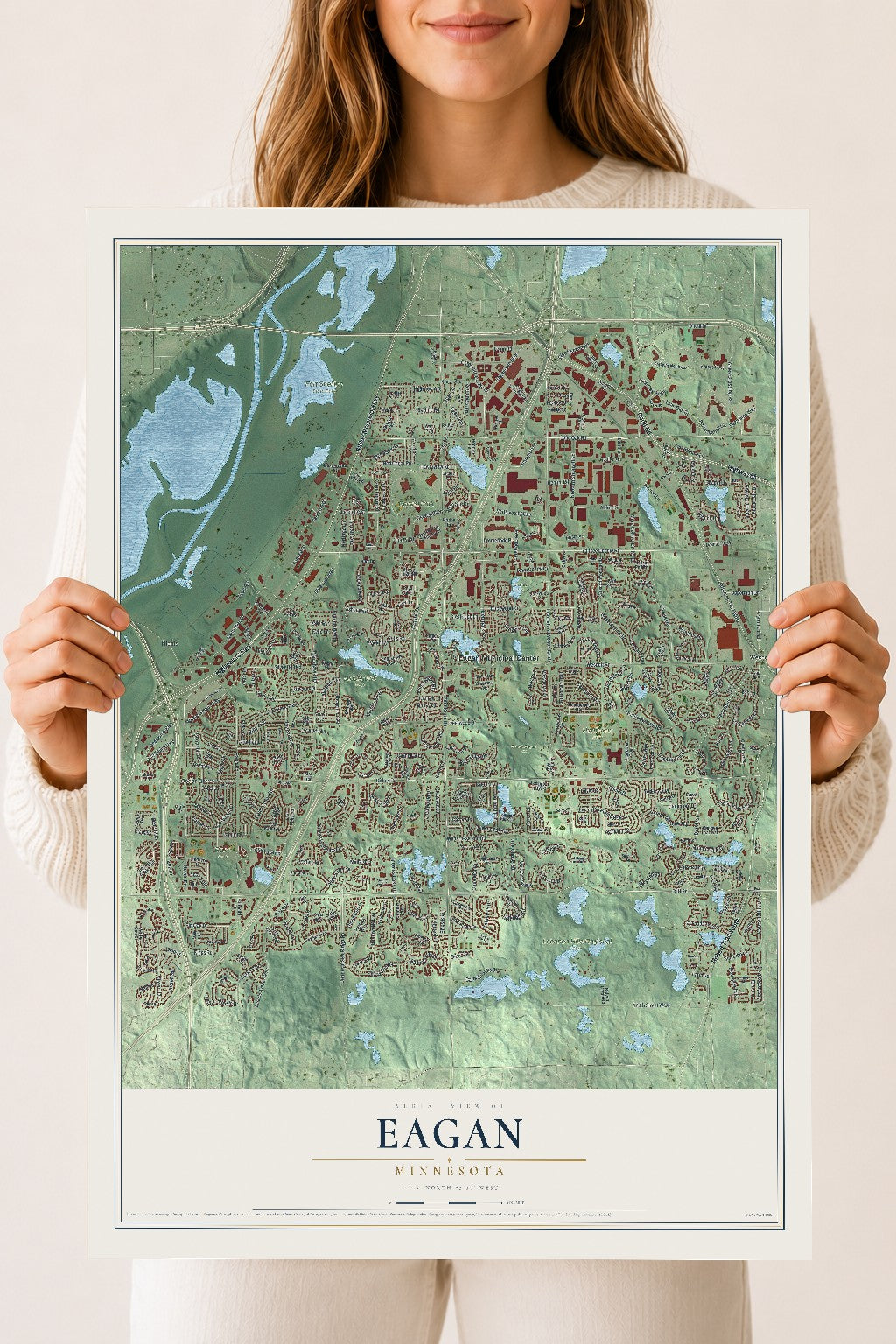 Map of Eagan, Minnesota, 18 x 24 inch unframed archival matte print