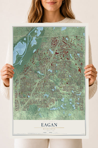 Map of Eagan, Minnesota, 18 x 24 inch unframed archival matte print