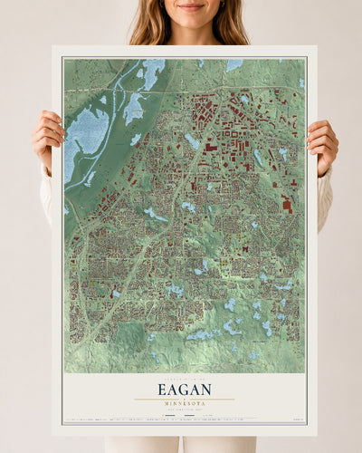 Map of Eagan, Minnesota, 24 x 36 inch unframed archival matte print