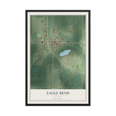 Map of Eagle Bend, Minnesota, 12 x 18 inch print in a black wood frame