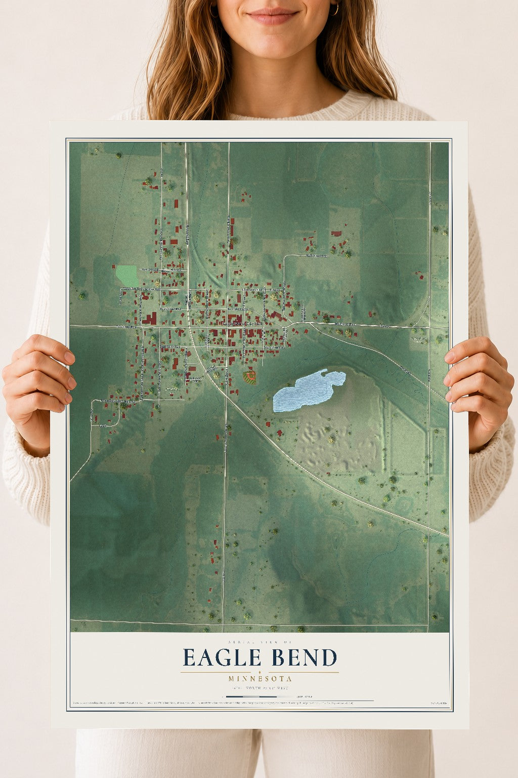 Map of Eagle Bend, Minnesota, 18 x 24 inch unframed archival matte print