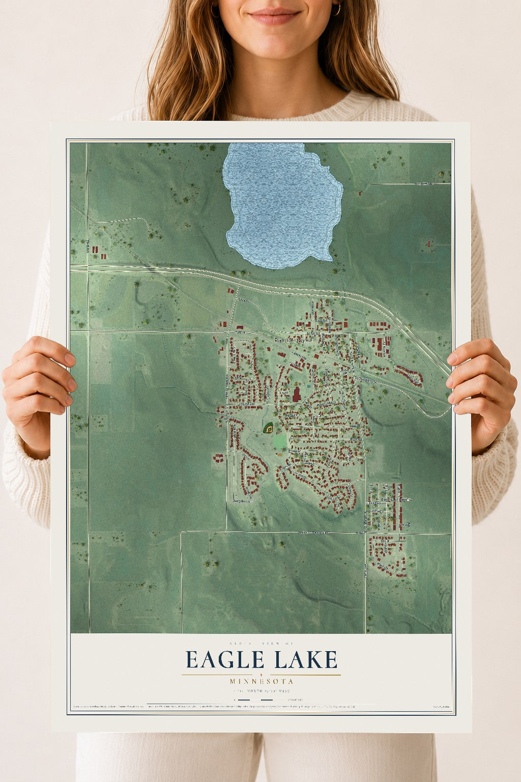 Map of Eagle Lake, Minnesota, 18 x 24 inch unframed archival matte print