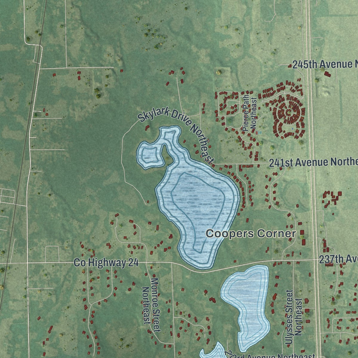 Second close-up of the map of East Bethel, Minnesota print showing more streets and buildings