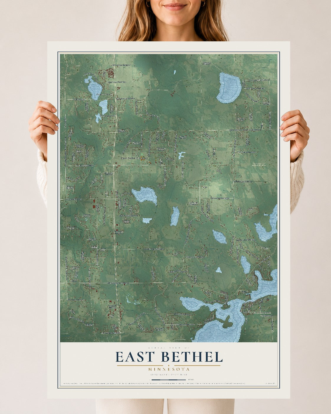 Map of East Bethel, Minnesota, 24 x 36 inch unframed archival matte print