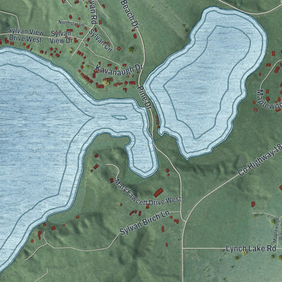 Second close-up of the map of East Gull Lake, Minnesota print showing more streets and buildings