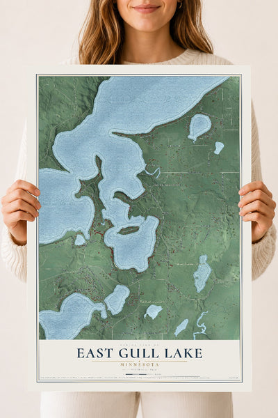 Map of East Gull Lake, Minnesota, 18 x 24 inch unframed archival matte print