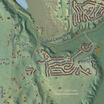Close-up of the map of East Union, Minnesota print showing street and building detail