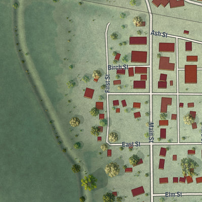 Close-up of the map of Easton, Minnesota print showing street and building detail