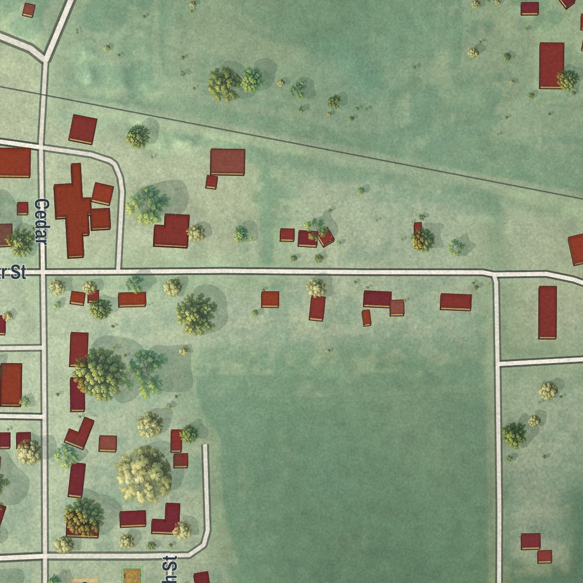 Second close-up of the map of Easton, Minnesota print showing more streets and buildings