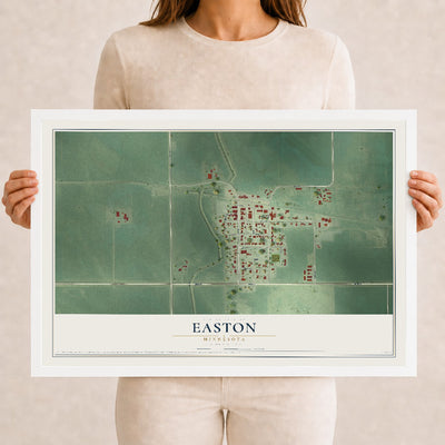 Map of Easton, Minnesota, 12 x 18 inch print in a white wood frame