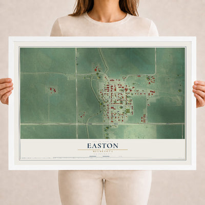 Map of Easton, Minnesota, 18 x 24 inch print in a white wood frame