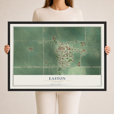 Map of Easton, Minnesota, 24 x 36 inch print in a black wood frame