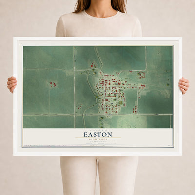 Map of Easton, Minnesota, 24 x 36 inch print in a white wood frame