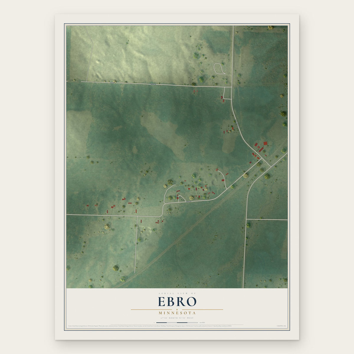 Ebro, Minnesota map print, the full design