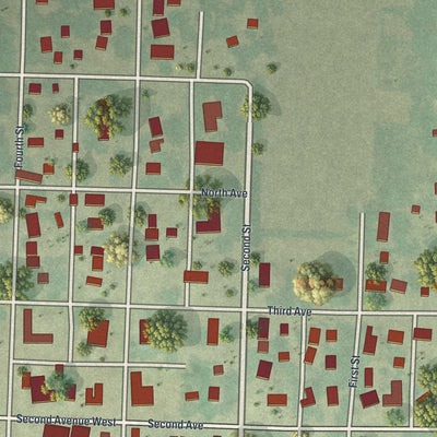 Close-up of the map of Echo, Minnesota print showing street and building detail