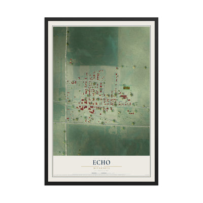 Map of Echo, Minnesota, 12 x 18 inch print in a black wood frame