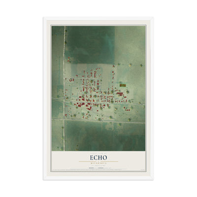 Map of Echo, Minnesota, 12 x 18 inch print in a white wood frame