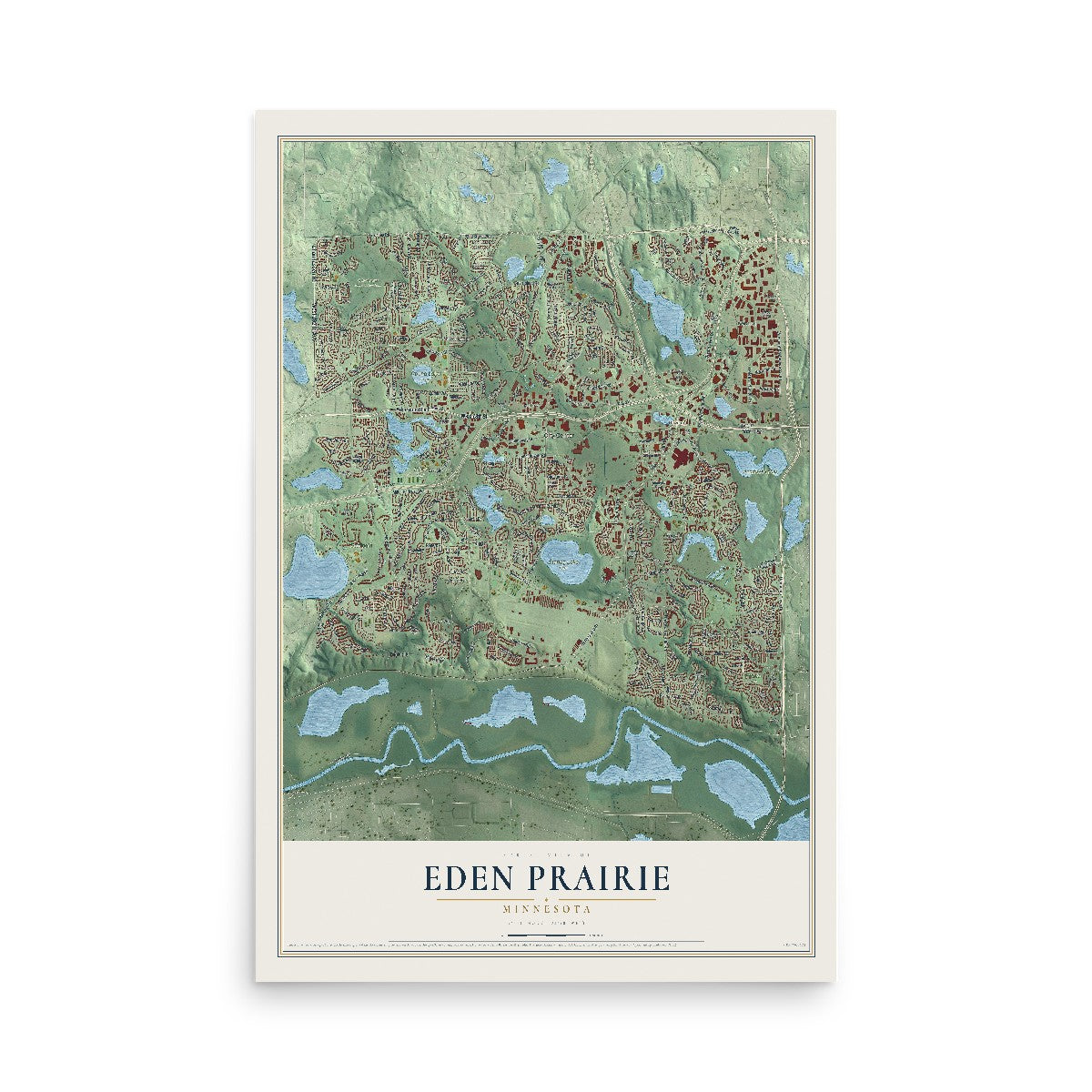Map of Eden Prairie, Minnesota, 12 x 18 inch unframed archival matte print