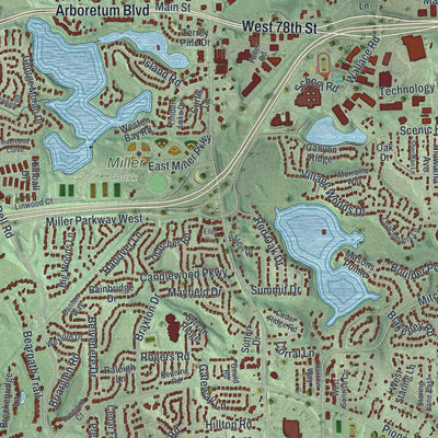 Close-up of the map of Eden Prairie, Minnesota print showing street and building detail