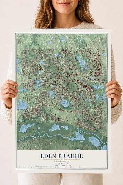 Map of Eden Prairie, Minnesota, 18 x 24 inch unframed archival matte print