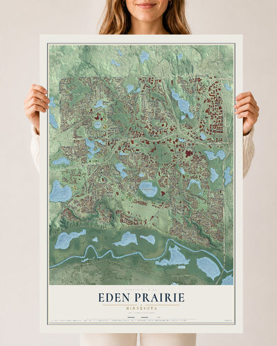 Map of Eden Prairie, Minnesota, 24 x 36 inch unframed archival matte print