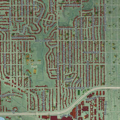 Second close-up of the map of Edina, Minnesota print showing more streets and buildings