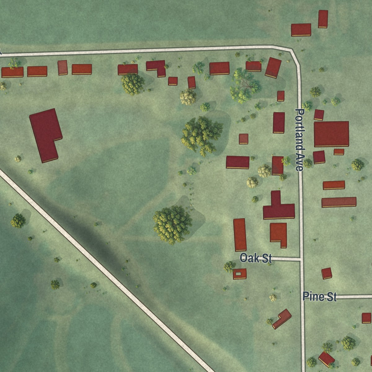 Second close-up of the map of Eitzen, Minnesota print showing more streets and buildings