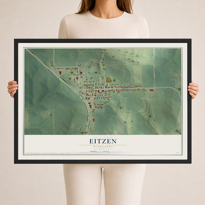 Map of Eitzen, Minnesota, 24 x 36 inch print in a black wood frame