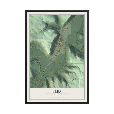 Map of Elba, Minnesota, 12 x 18 inch print in a black wood frame
