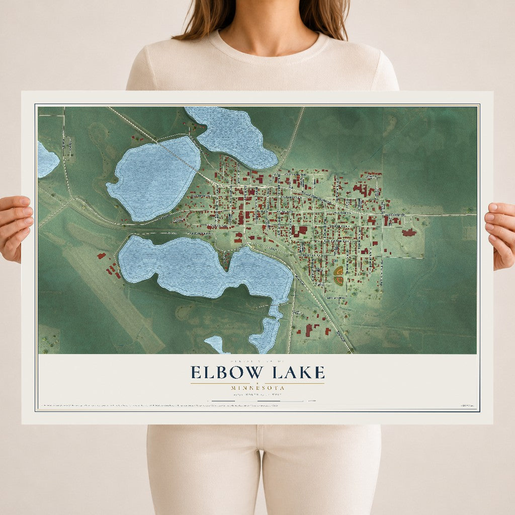 Map of Elbow Lake, Minnesota, 18 x 24 inch unframed archival matte print