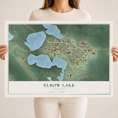 Map of Elbow Lake, Minnesota, 18 x 24 inch unframed archival matte print