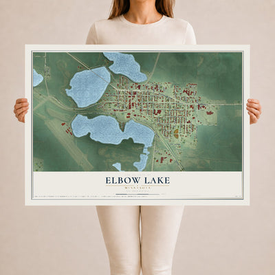 Map of Elbow Lake, Minnesota, 24 x 36 inch unframed archival matte print