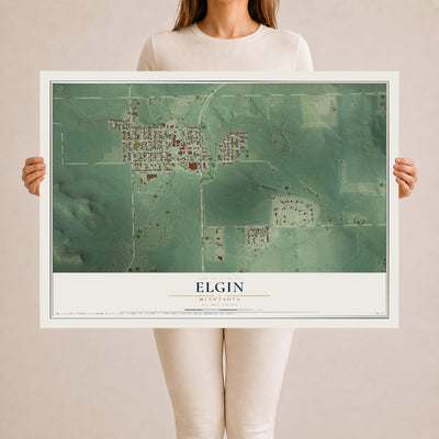 Map of Elgin, Minnesota, 24 x 36 inch unframed archival matte print
