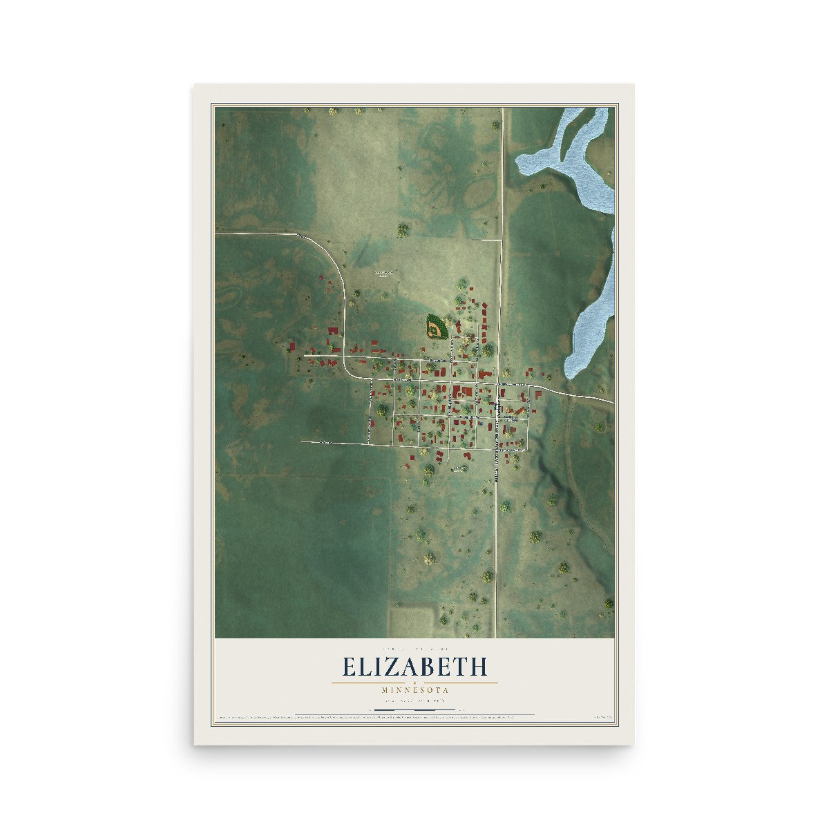 Map of Elizabeth, Minnesota, 12 x 18 inch unframed archival matte print