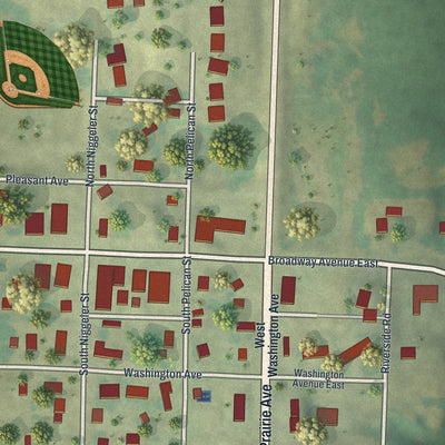 Close-up of the map of Elizabeth, Minnesota print showing street and building detail