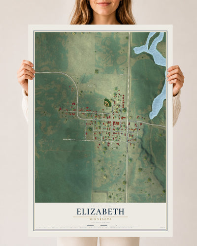 Map of Elizabeth, Minnesota, 24 x 36 inch unframed archival matte print