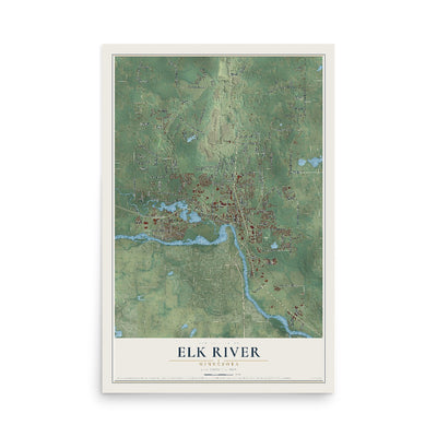 Map of Elk River, Minnesota, 12 x 18 inch unframed archival matte print