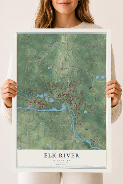 Map of Elk River, Minnesota, 18 x 24 inch unframed archival matte print