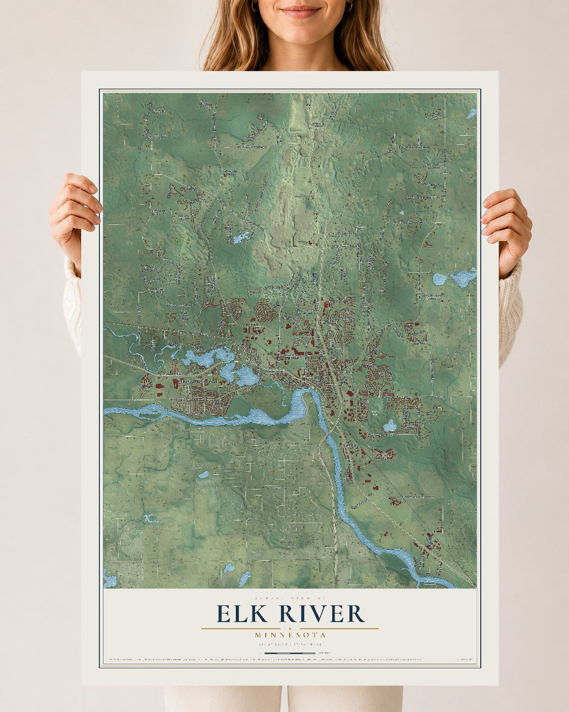 Map of Elk River, Minnesota, 24 x 36 inch unframed archival matte print
