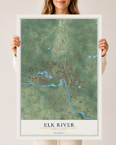 Map of Elk River, Minnesota, 24 x 36 inch unframed archival matte print
