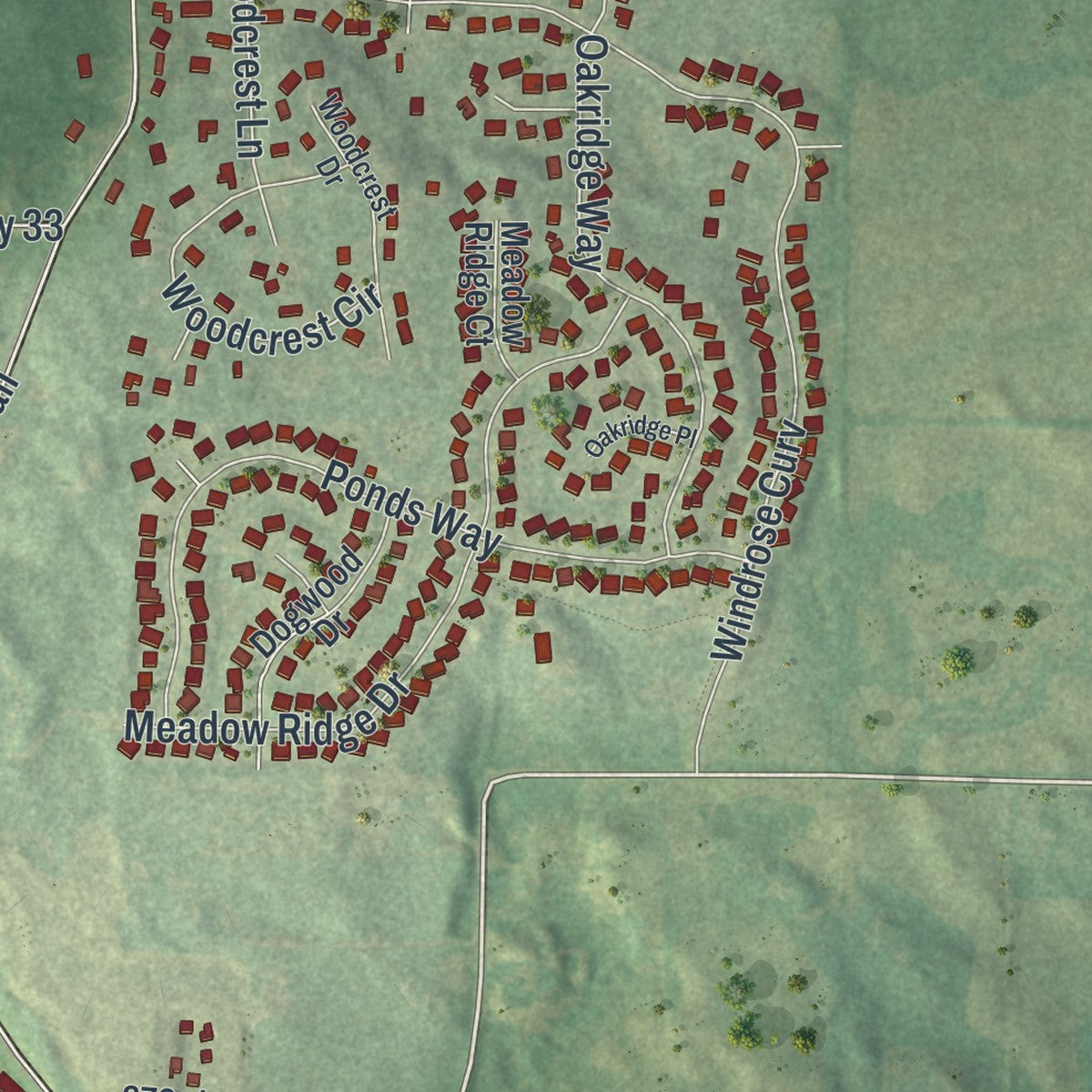 Second close-up of the map of Elko New Market, Minnesota print showing more streets and buildings