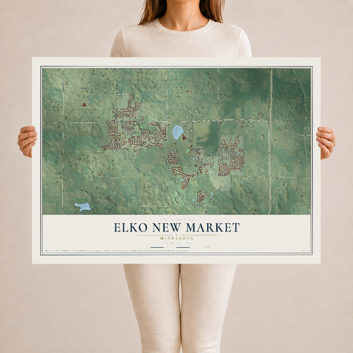 Map of Elko New Market, Minnesota, 24 x 36 inch unframed archival matte print