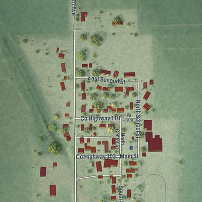 Close-up of the map of Elkton, Minnesota print showing street and building detail