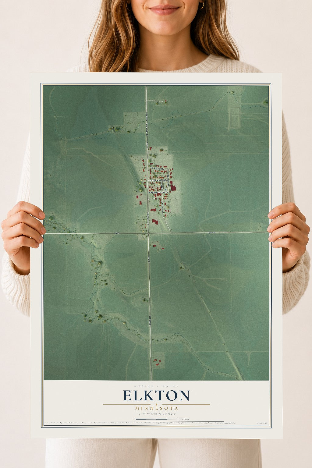 Map of Elkton, Minnesota, 18 x 24 inch unframed archival matte print