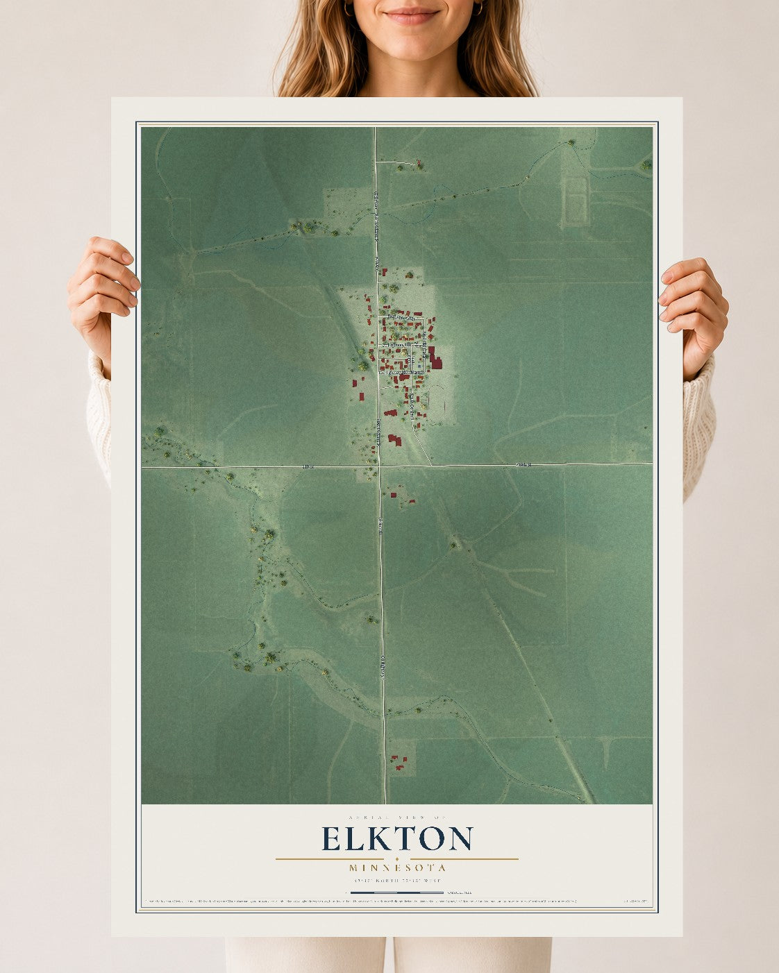 Map of Elkton, Minnesota, 24 x 36 inch unframed archival matte print