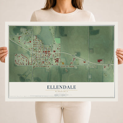 Map of Ellendale, Minnesota, 18 x 24 inch unframed archival matte print