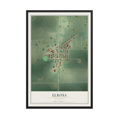 Map of Elrosa, Minnesota, 12 x 18 inch print in a black wood frame